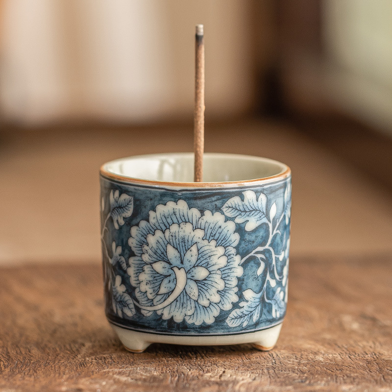 Lư hương gốm sứ hoa nở trong nhà giá đựng hương hương trong nhà cổ điển cao cấp cắm hương trang trí sáng tạo tinh tế
