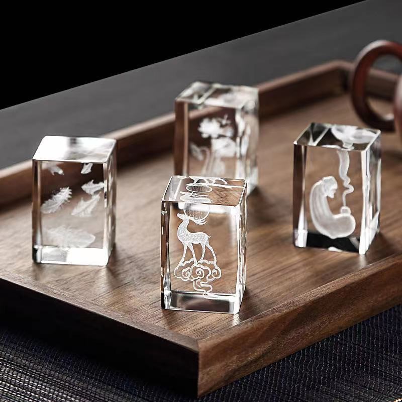 Giá đỡ nắp ấm trà bằng thủy tinh pha lê kiểu Trung Quốc Dà'àn Táng, giá đỡ nắp chén trà, vật trang trí trà đạo, phụ kiện trà đạo.