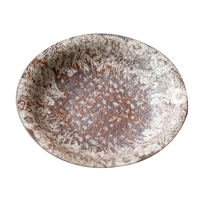 Ấm đất đá cũ Hoa mạ bạc khay pha khô gốm thô khay đựng trà nhỏ Khay đựng ấm Khay đựng trà khay đựng trà khay đựng trà khay đựng trà