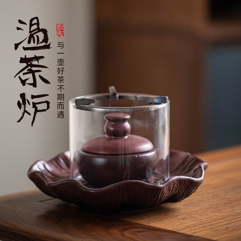 Đèn cồn thủy tinh sáng tạo bếp ấm trà bếp xung quanh bếp nấu trà đế sưởi gốm sứ ấm ấm trà pha trà cổ điển Trung Quốc