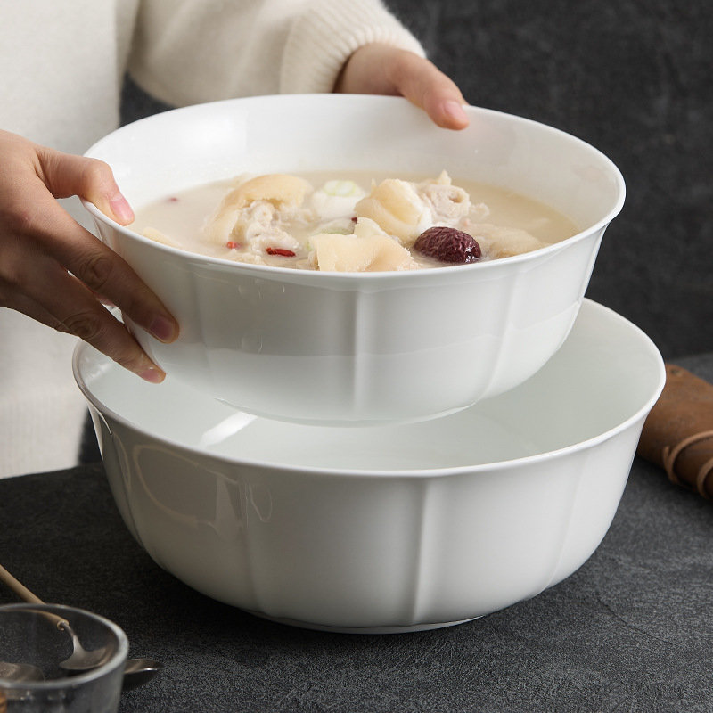 Bát gốm sứ, tô mì, tô cá ngâm chua gia dụng, tô lớn, nhà hàng, nhà trang trại, đĩa ăn, bát canh lớn ren sáng tạo, bát canh
