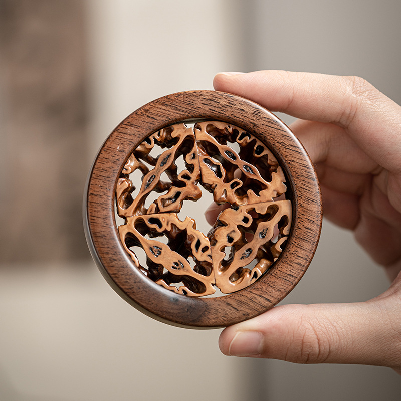 Lót cốc gỗ óc chó đen mẫu mới, bàn trà pha khô, bình óc chó, lót cốc trà đạo, lót cốc kiểu Trung Quốc, lót cách nhiệt