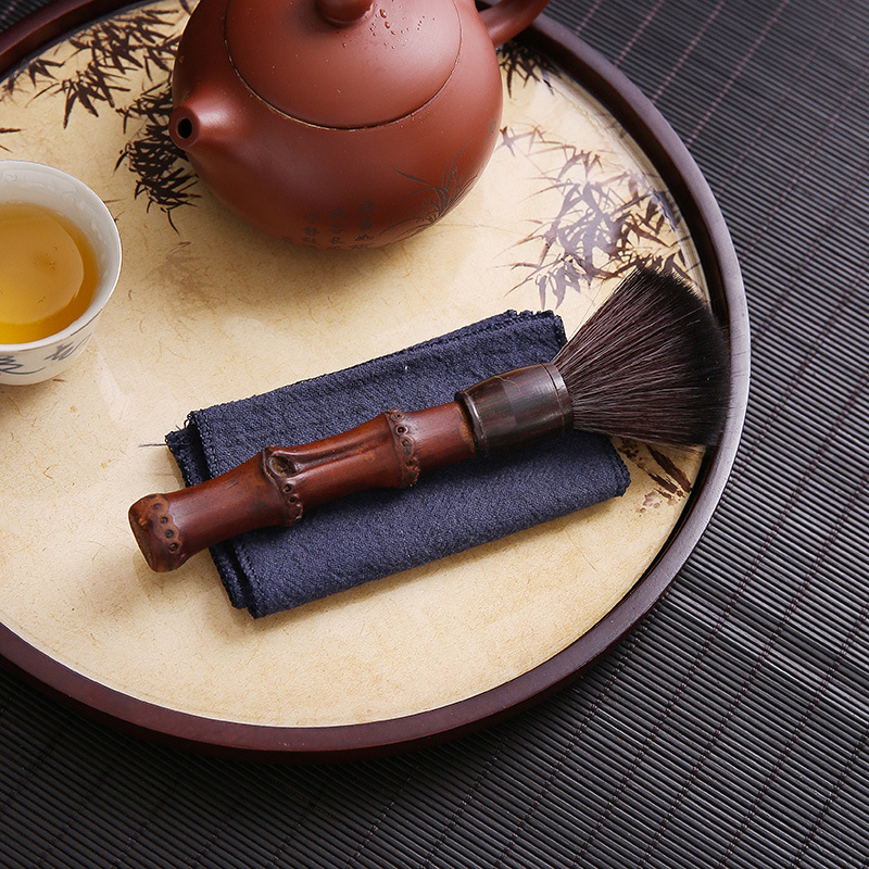Bút nâng ấm gốc tre tự nhiên, bàn trà, bàn trà, Khay trà, bút trà, bàn chải tre than, phụ kiện trà đạo không có lông