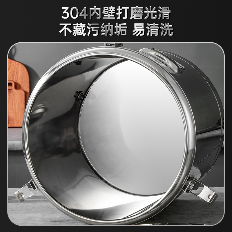 Lees 304 cấp thực phẩm hai lớp cách nhiệt xô gạo thương mại công suất lớn dày dặn sữa đậu nành inox quầy hàng bột đá