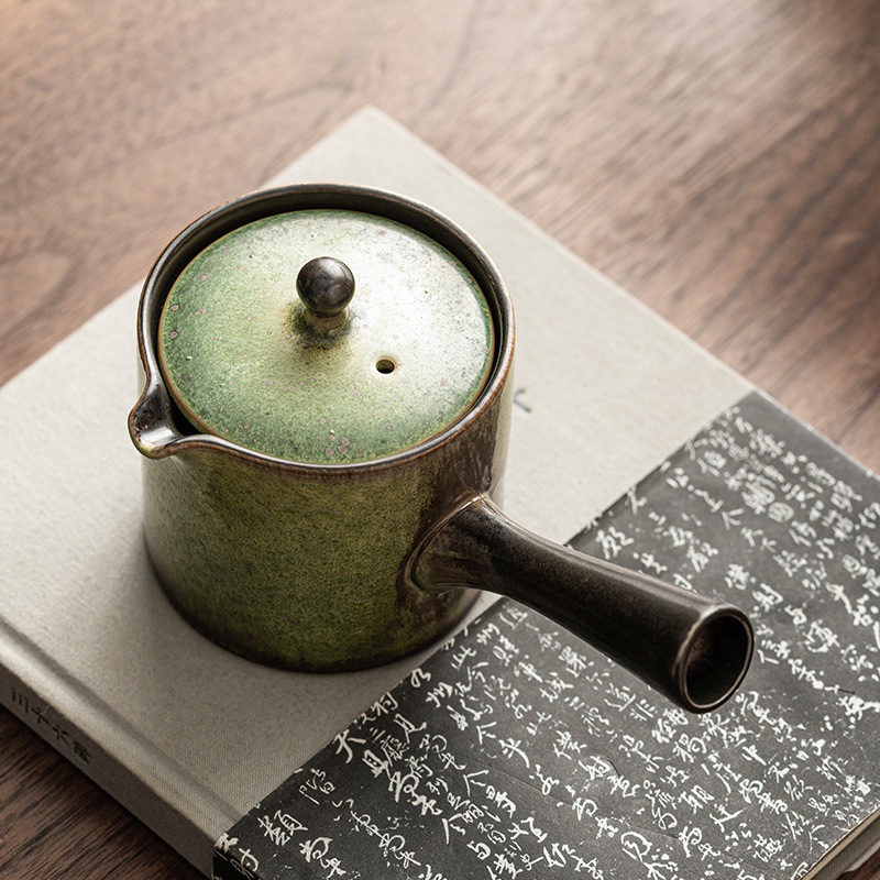 Ấm tay cầm bên hông cổ điển lò nung ấm pha trà gốm sứ tách nước trà bộ trà Kung Fu Trung Quốc ấm đơn chống bỏng gia dụng