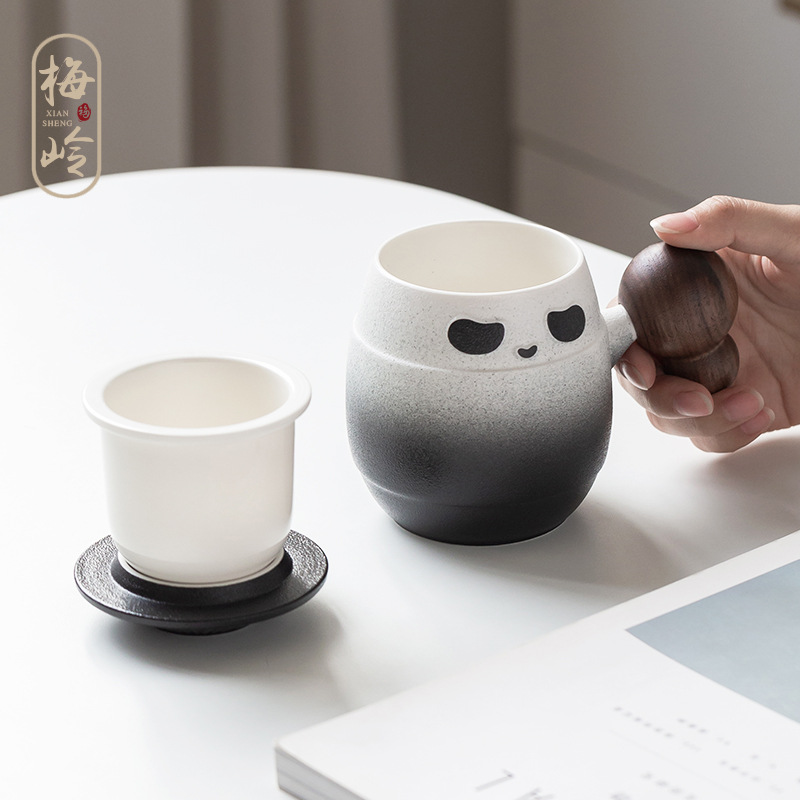 Cốc sứ văn phòng có nắp cốc pha trà tách trà cốc lọc cá nhân cặp đôi