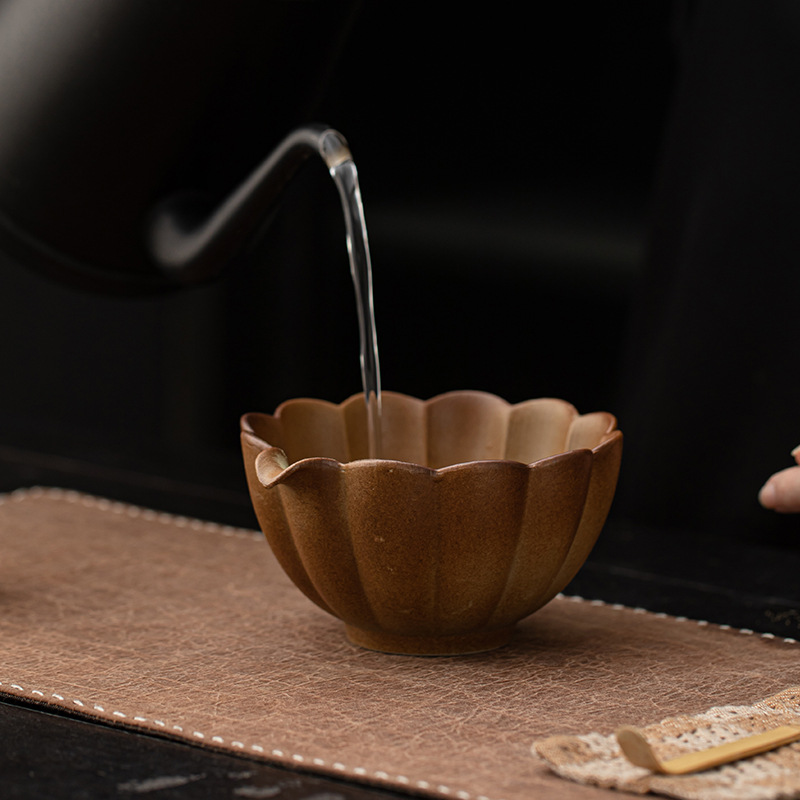 Dụng cụ Matcha bí ngô gốm cổ sáng tạo bát Matcha gốm sứ bình trà Baibenli thời nhà Tống đặt trà làm dụng cụ pha trà muỗng trà