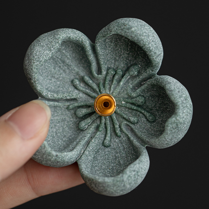 Phụ kiện dụng cụ pha trà gia dụng cắm hoa mận sa thạch xanh phụ kiện trang trí bàn trà khay hương đồ trang trí dụng cụ xông hương cỡ nhỏ