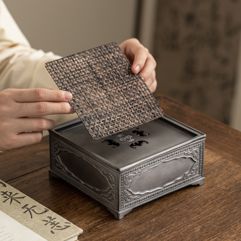 Chậu thiếc cổ, bàn pha khô, Bộ trà Kung Fu kiểu Nhật cổ điển, khay trà, khay đựng nước, khay đựng trà, Khay đựng ấm