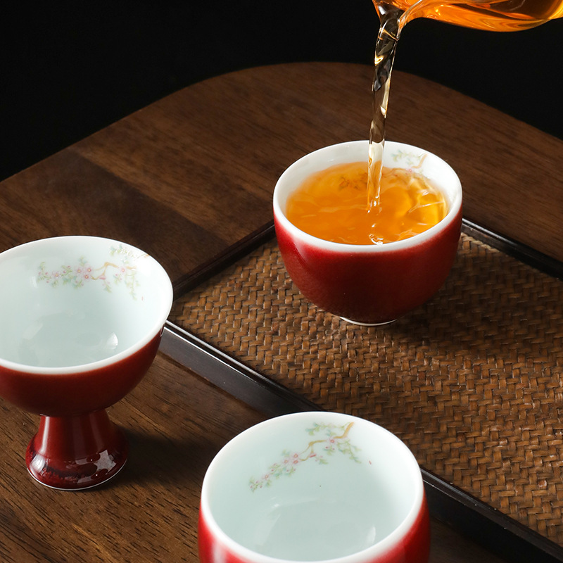 Cảnh Đức Trấn Lang tách trà đen handmade Jun lò gốm kung fu bộ trà cá tính Ji đỏ đơn chủ cốc vẽ tay