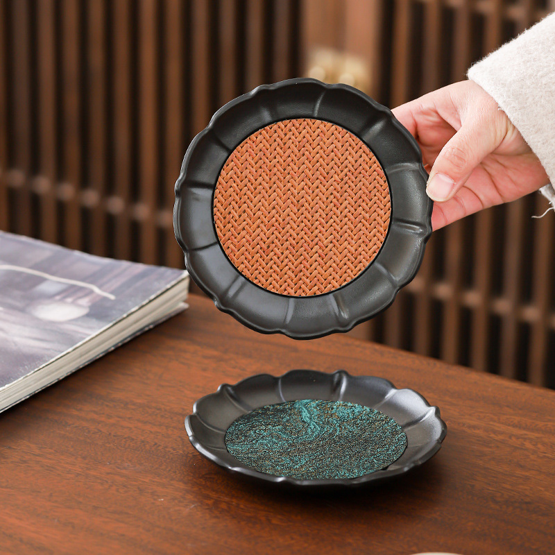 Phụ kiện bộ ấm trà bằng gỗ điện kiểu Trung Quốc, đệm ấm chiếu mây, đệm cách nhiệt, giá đỡ ấm, giá đỡ ấm, giá đỡ ấm, giá đỡ ấm, giá đỡ ấm trà, đế đỡ ấm trà tử sa