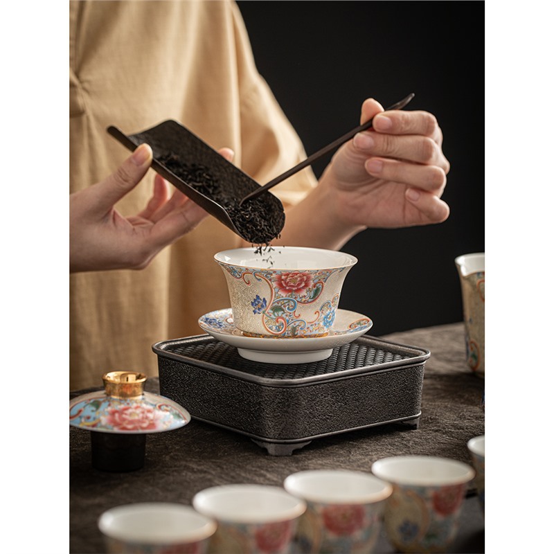 Đồ pha trà cốc trà cốc trà cốc trà tam tài cỡ lớn kiểu Trung Quốc dụng cụ pha trà công phu bát pha trà thủ công