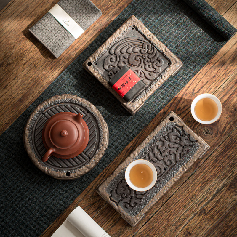 Bán buôn Ấm đun nước Lưu trữ bằng gốm thô mạ vàng, trà Đài Loan pha khô, phụ kiện Bộ trà Kung Fu gốm sứ, ấm đất sét màu tím, loại chứa nước