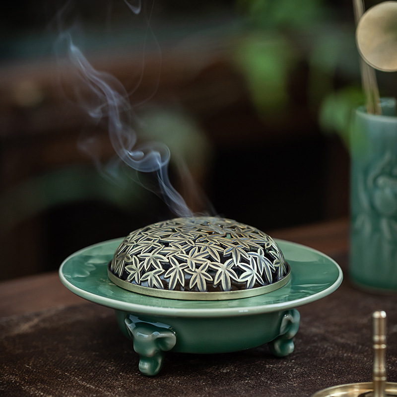 Bán Buôn Đồ trang trí Lư Hương gia dụng bằng gốm Sứ mận men ngọc Lư hương phòng khách Lư hương gỗ đàn hương Lư Hương