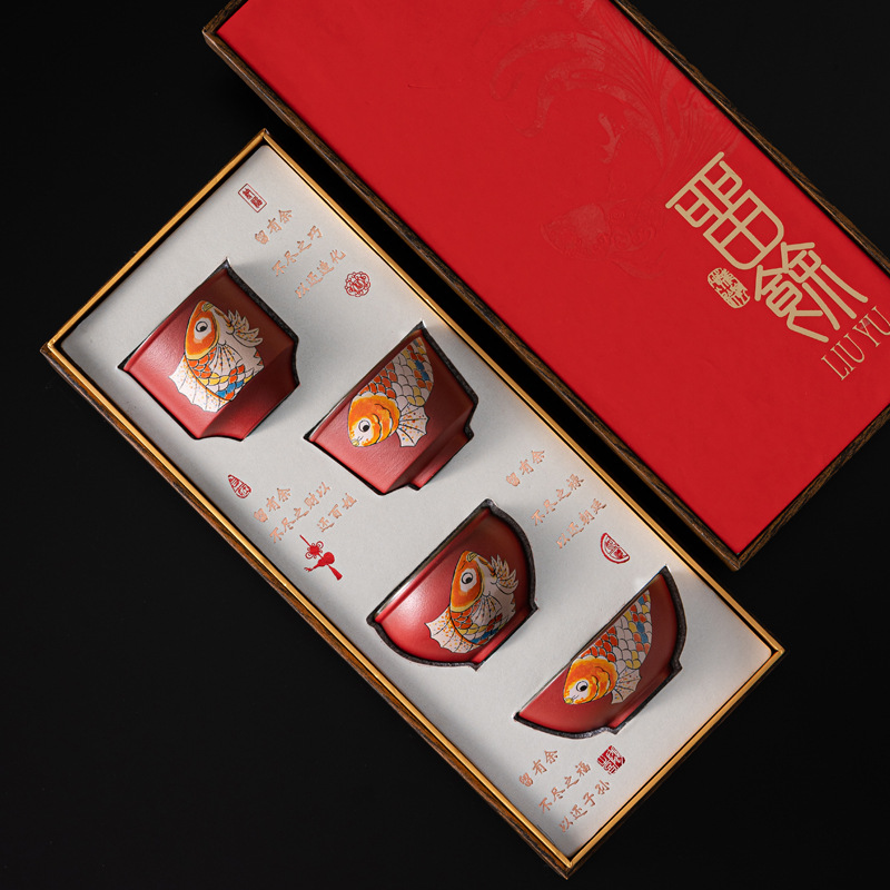 Bộ tách trà gốm sứ cao cấp bộ tách trà cốc chủ nhân chuyên dụng dùng cho gia đình cốc trà kèm tay hộp quà tặng