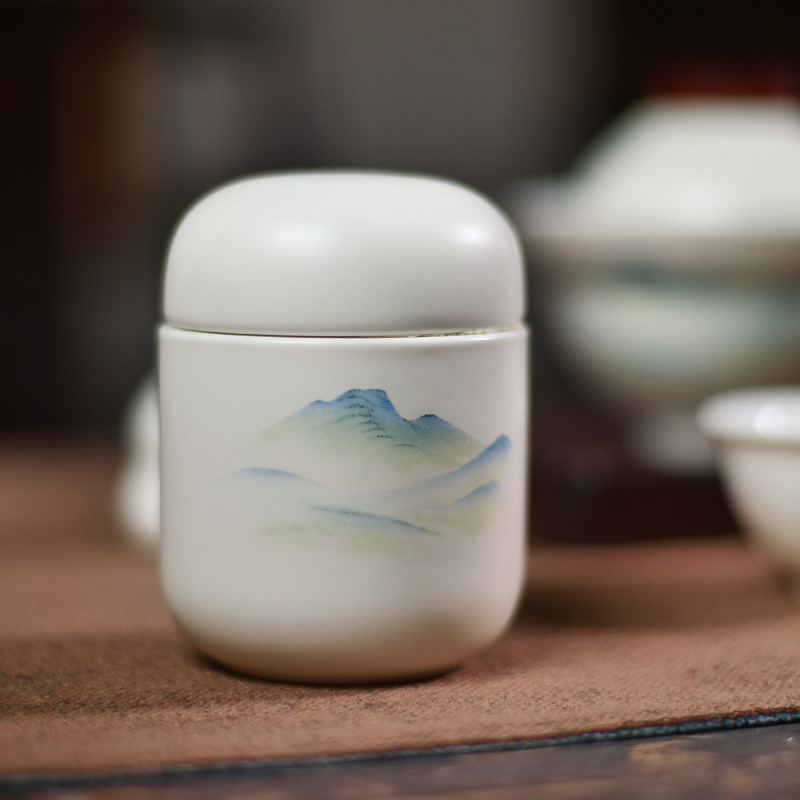 Bình mini đơn giản, bình trà cỡ nhỏ, gốm sứ sáng tạo màu tinh khiết, bình kín, bao bì đựng trà