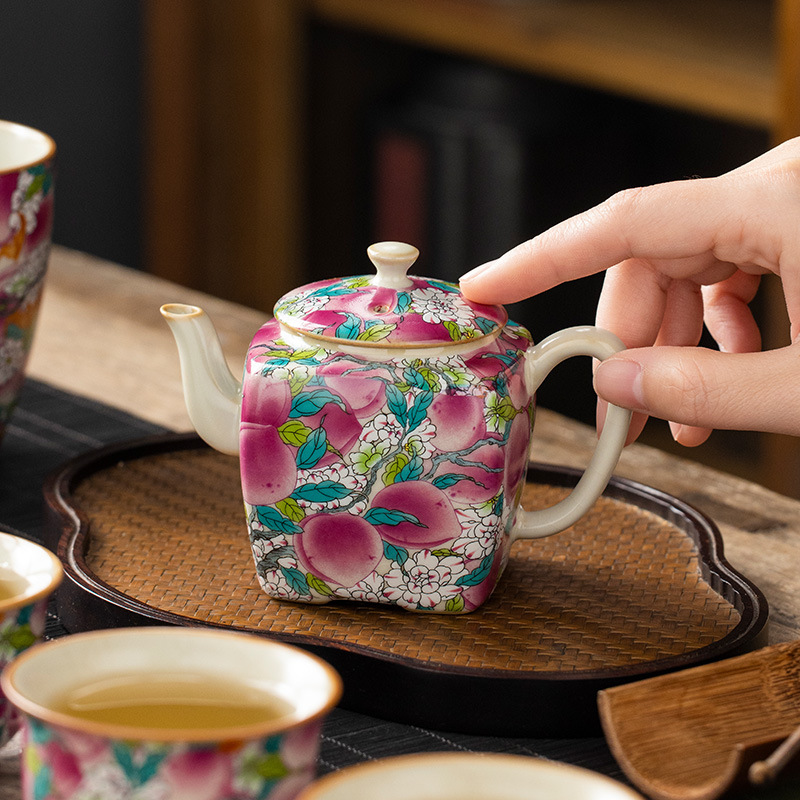 Ấm trà hình vuông Trung Quốc Ru Lò nung Wantao kiểu mới 2024 ấm trà ấm trà cao cấp gia dụng dụng cụ pha trà bộ trà Kung Fu