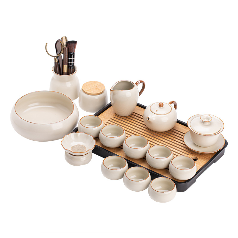 Ấm trà Kung Fu Ấm trà gốm sứ gia dụng đơn giản ấm trà cốc trà khay trà nguyên bộ dụng cụ pha trà