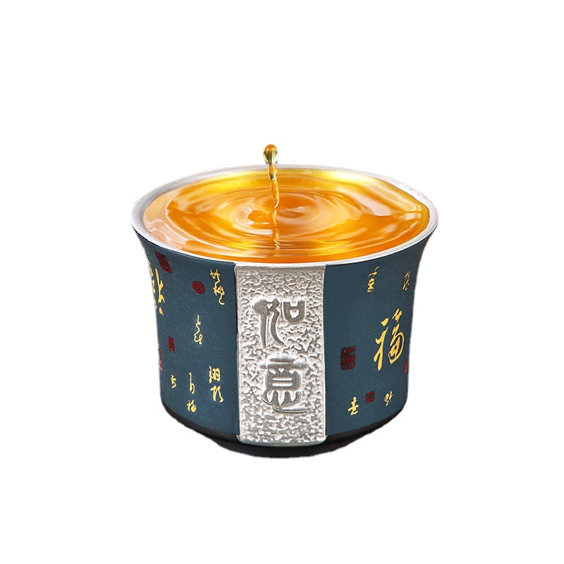 Cốc trà mạ bạc 999 Bạc Baifu Ruyi cốc chủ nhân cốc đơn gia dụng cốc trà Kung Fu gốm sứ Zisha cốc trà