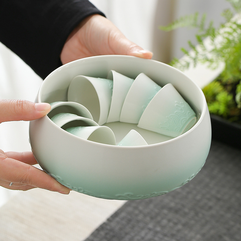 Bộ ấm trà kungfu gradient bộ nhỏ sang trọng gốm sứ đơn giản phòng khách gia dụng văn phòng gặp mặt quà tặng