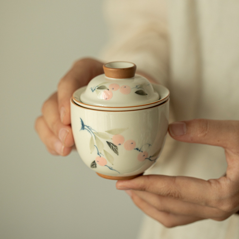 Bộ ấm trà cầm tay Chupu hồng Ruyi nhanh chóng ngoài trời Bộ ấm trà di động với gốm tro cỏ dành cho một người uống làm quà lưu niệm
