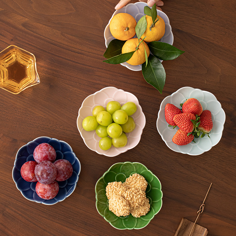Đĩa hoa quả Trăm hoa, đĩa giải khát gốm sứ chân cao kiểu Trung Quốc, Bàn cà phê, Đĩa trái cây ăn nhẹ phòng khách, đĩa bánh ngọt khách sạn, đĩa Hạt