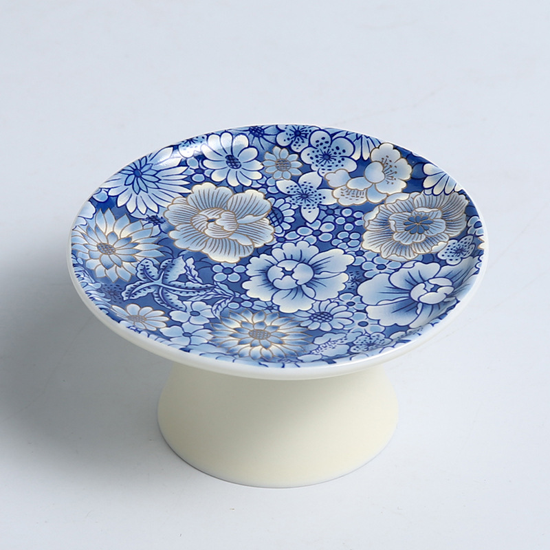 Phụ kiện trà đạo Kung Fu cao cấp tráng men trắng xanh gia dụng cổ điển ốp sứ nắp nắp bát