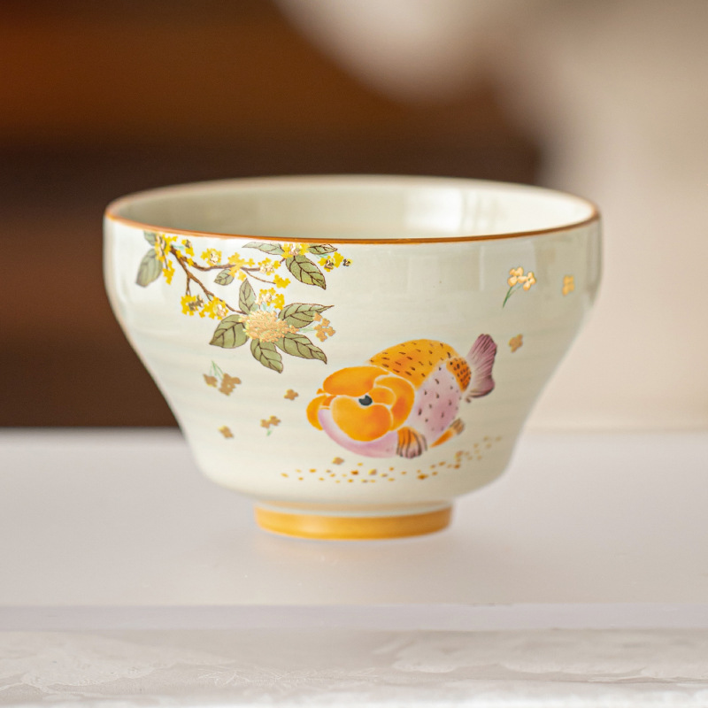 Cốc trà cổ màu xám thực vật cốc chủ nhân cá vàng osmanthus cốc cổ trăng cốc trà gia dụng cỡ lớn cốc chuyên dùng uống trà