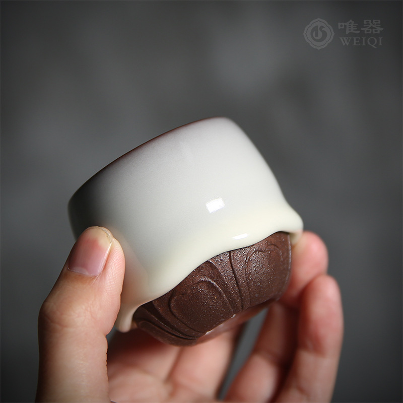 Cốc trà Kung Fu bằng men ngọc, cốc chủ nhân tráng men dày bào thai bằng sắt Wu Jun, cốc đơn, cốc thơm, cốc nếm trà