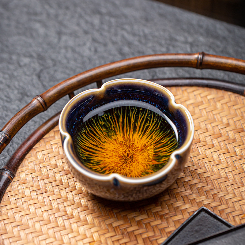 Cốc trà sứ Jingdezhen Tianmu tráng men Jianzhan cốc trà gốm sứ cốc đơn bộ trà Kung Fu cốc chủ sở hữu cánh hoa gia dụng