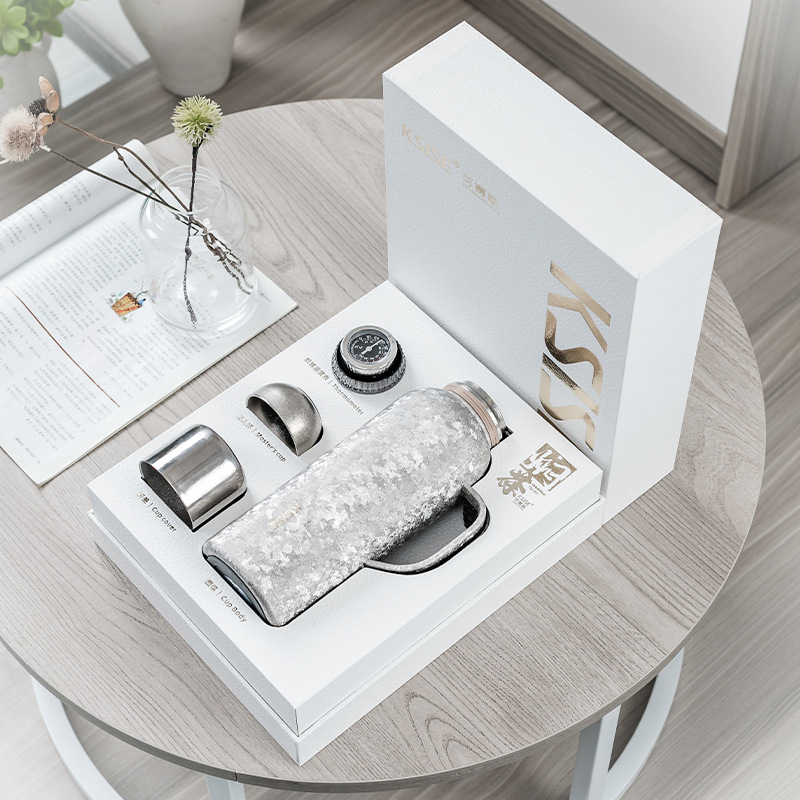 Cốc titan dung tích lớn thể thao ngoài trời cao cấp ấm pha trà titan nguyên chất có tay cầm cách nhiệt hai lớp