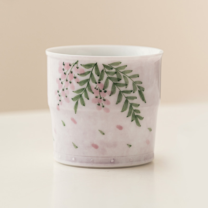 Vẽ tay hoa tử đằng cốc lễ hội cao cốc sứ trắng Dehua bộ trà Kung Fu cốc chủ sở hữu cốc đơn phụ nữ uống trà