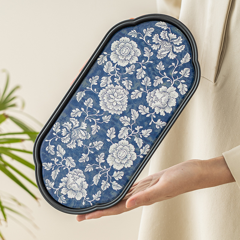 Khay trà nhanh khô nở hoa, bộ trà cao cấp tinh tế nhỏ, khay trà hút nước, bình cổ điển, bàn pha khô