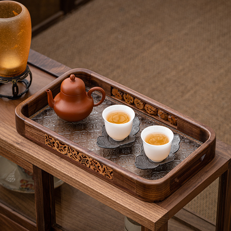 Khay tách trà óc chó đĩa hình chữ nhật đĩa nhỏ thương mại đĩa ăn sáng gia dụng đĩa Bánh Tráng Miệng đĩa