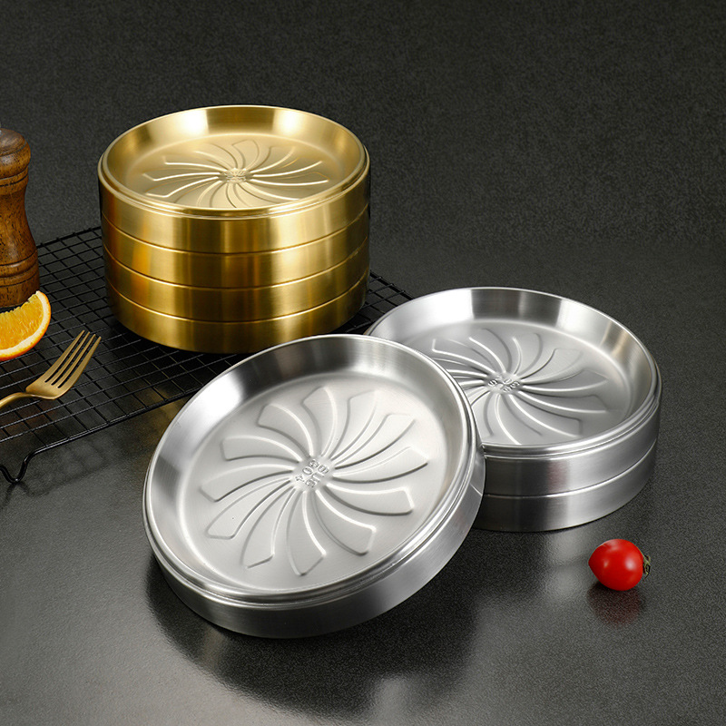 Đĩa topping đồ nướng, lẩu nhúng, khay đựng thức ăn buffet inox 304 size 20-23cm PBCP27