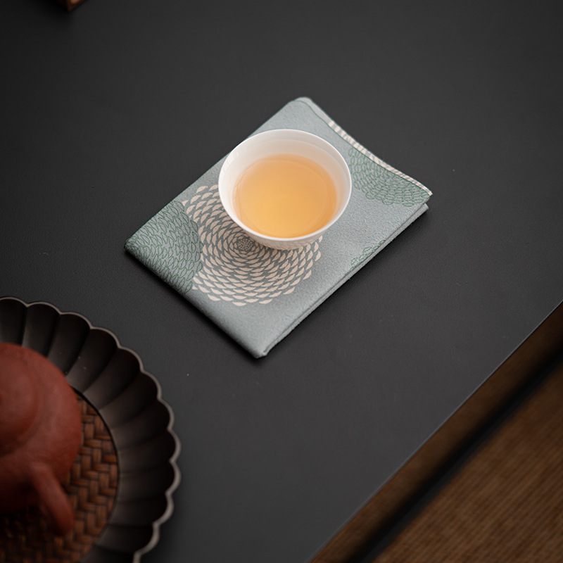 Khăn trà nhung hai mặt in hoa phong cách dân tộc Khăn trải bàn trà gia dụng thấm nước bình Thiền Bộ trà Kungfu trà đạo không phối