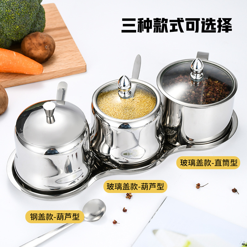 Bình gia vị bằng thép không gỉ Lezhai 304 có nắp Bình gia vị Hộp gia vị Canteen Cốc hương vị Nhà bếp Gia dụng Dầu Ớt Đường