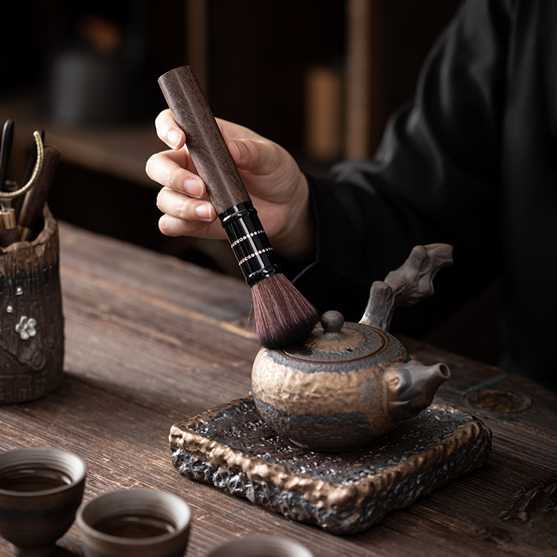Trà đạo gốm thô kiểu Nhật sáu quý ông mạ vàng mạ bạc kẹp trà thủ công phụ kiện trà đạo gốm sứ Kung Fu