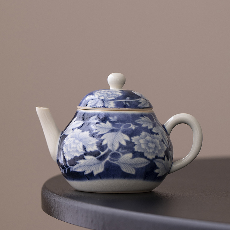 Ấm trà hoa mẫu đơn tráng men soda Bộ trà gốm sứ Kung Fu Ấm pha trà đơn mờ dung tích nhỏ thủ công giá trị cao
