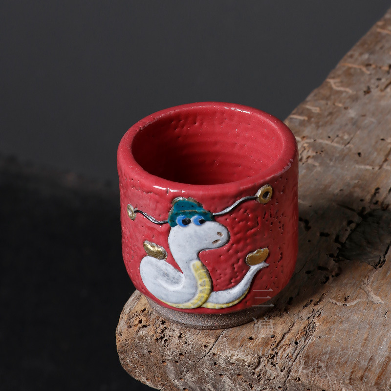 Cốc rắn Shino-yaki thủ công của Chen Renhui, cốc gốm sứ đốt củi đặc biệt cá nhân cao cấp, cốc trà Kung Fu, cốc trà