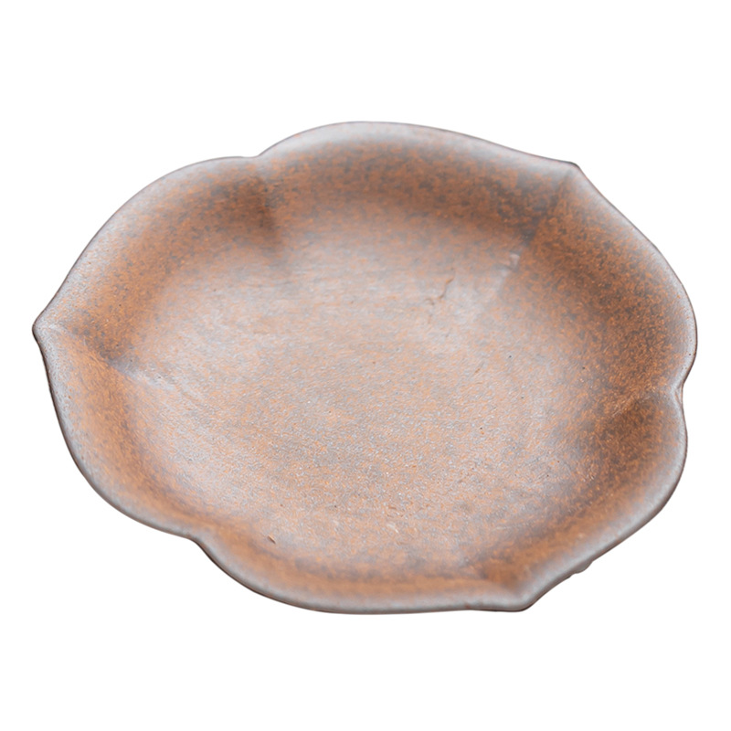 Lót cốc cánh hoa gốm thô bùn đá cũ, khay đựng cốc đựng trà gia dụng cổ điển, đệm cách nhiệt cỡ nhỏ, phụ kiện bộ trà Kung Fu