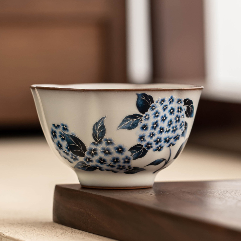 Cốc trà cổ Ruyao cốc thạch mỡ lợn cốc hoa cẩm tú cầu Ruqing cốc chủ cao cấp cốc đựng trà dung tích lớn