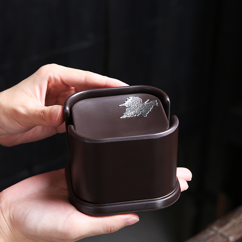 Đệm nâng tách trà, đệm tách trà gỗ điện, Bộ trà đạo, đệm cách nhiệt, đệm cốc, tổ hợp gỗ mun gia dụng kiểu Nhật