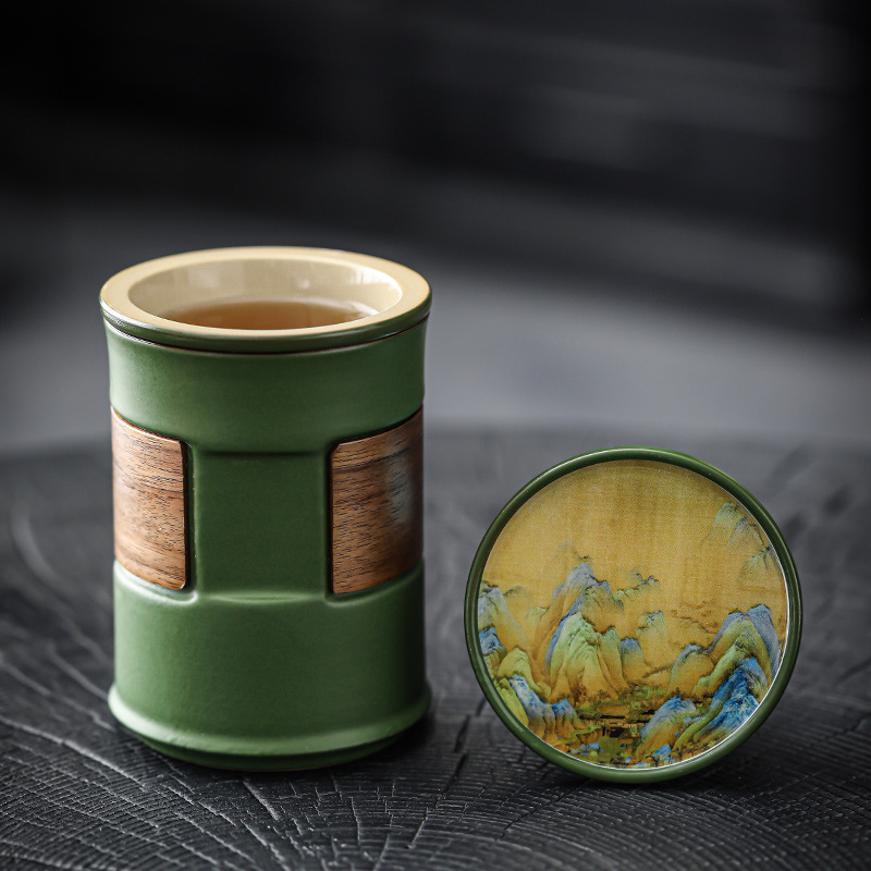 Bộ dụng cụ trà gốm sứ cốc văn phòng thời trang đơn giản cốc nước cá nhân gia dụng ấm pha trà cầm tay quà tặng doanh nghiệp logo