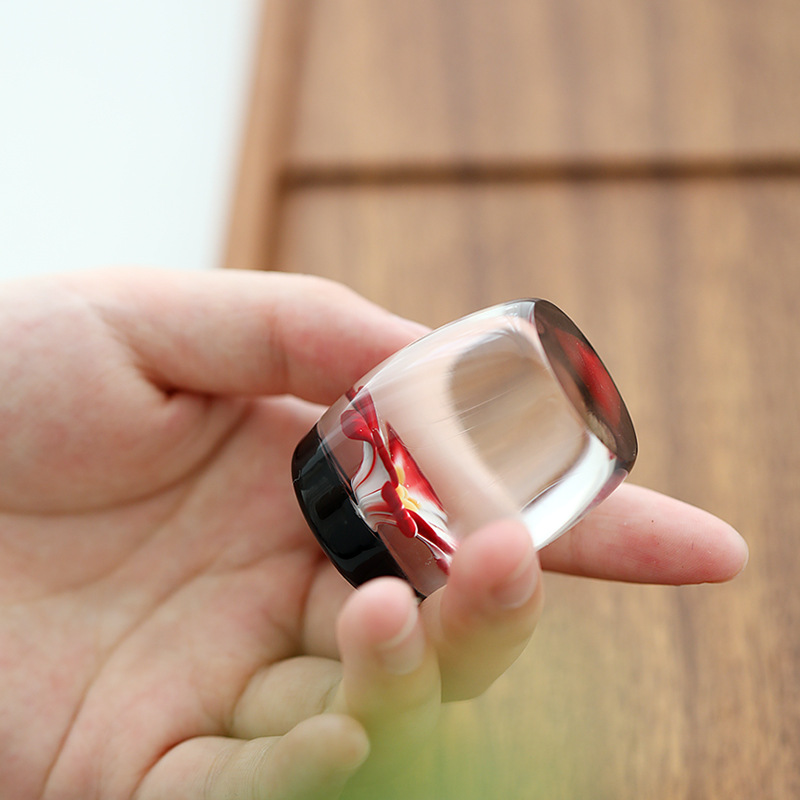 Phụ kiện trang trí bàn trà đạo trà đạo nhỏ có nắp thủy tinh Bộ trà Kungfu nghệ thuật phong cách Nhật Bản có nắp đựng trà vật nuôi gia dụng