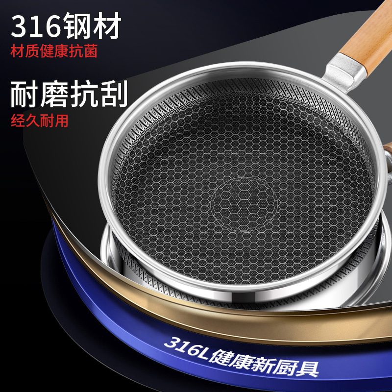 Chảo nhỏ inox 316L chảo chống dính chảo không tráng gia dụng chảo chiên trứng bếp gas bếp từ thông dụng