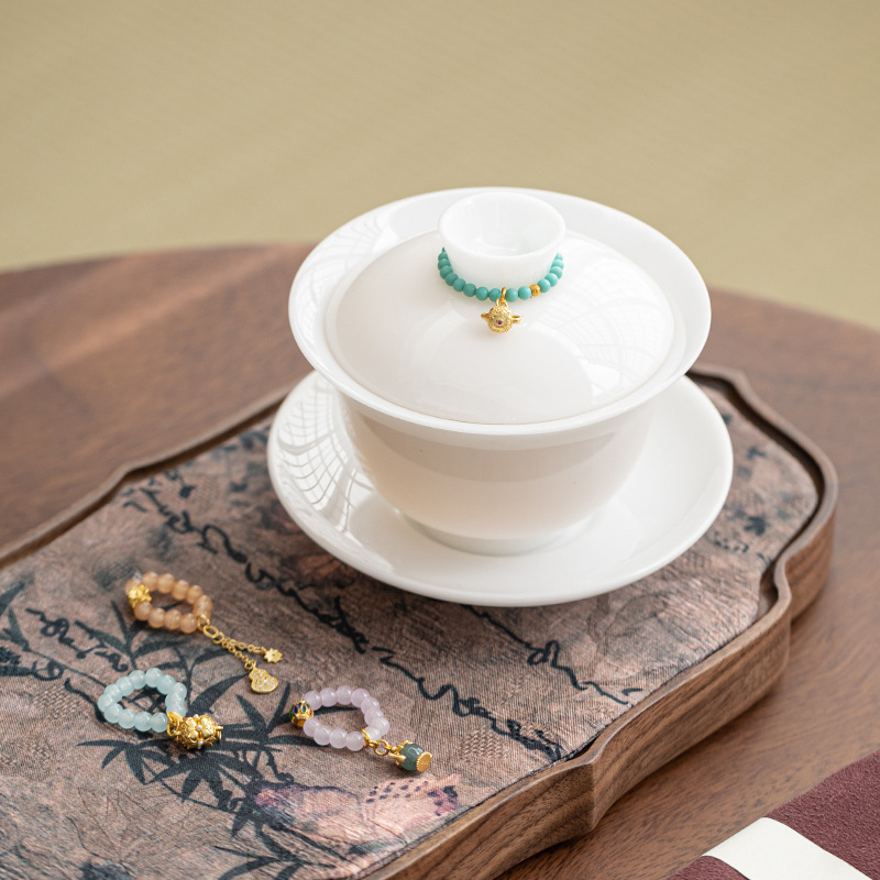 Mặt dây chuyền nhỏ xách tay kiểu Trung Quốc mới mặt dây chuyền ấm trà có nắp gia dụng ấm trà dây trà đồ trang trí phụ kiện trà đạo