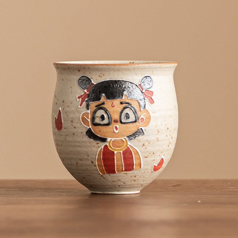 Cốc trà đen đá lửa trắng xanh cực chất, cốc chủ nhân, cốc Nezha Danyin sáng tạo gia dụng, cốc trà cao cấp quốc triều, quà tặng