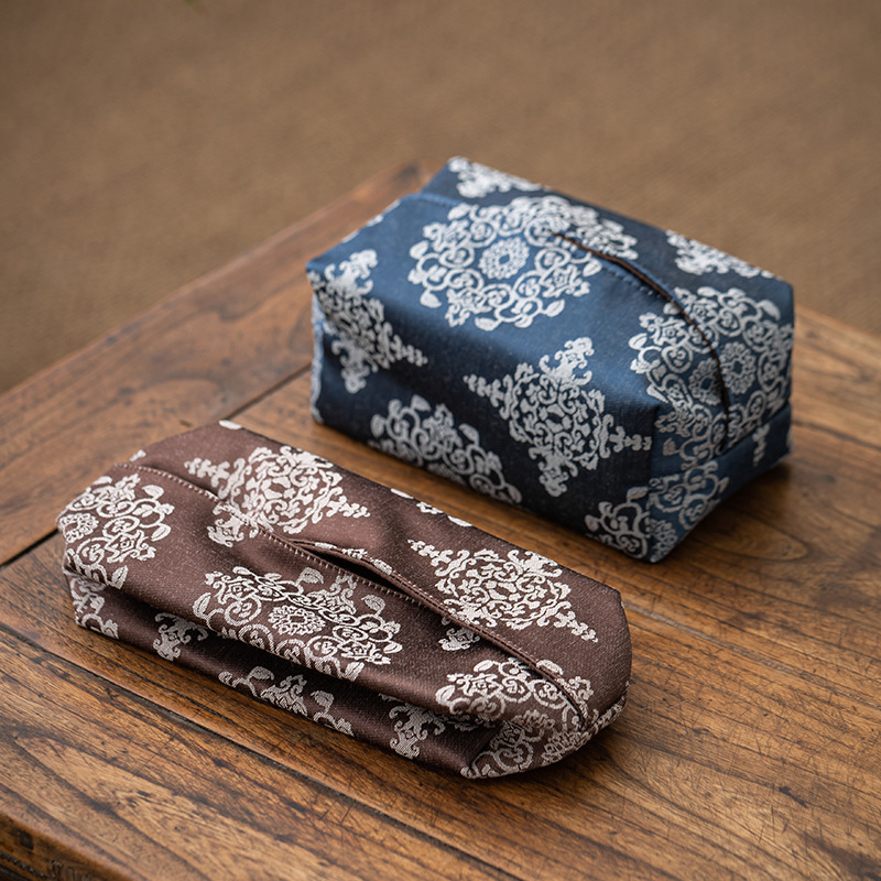 Hộp đựng khăn giấy nghệ thuật vải kiểu Trung Quốc mới phòng khách sáng tạo hộp rút giấy sang trọng Túi đựng khăn giấy phòng ngủ gia dụng