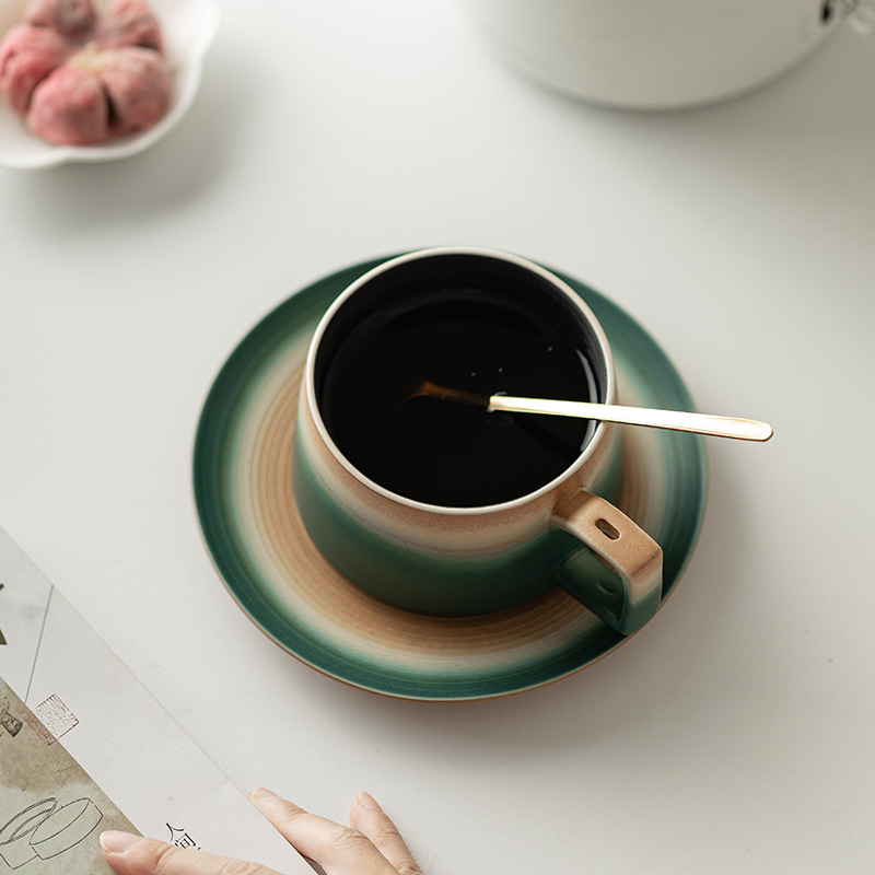 Bộ cốc và đĩa cà phê gốm sứ cốc mug giá trị cao gia dụng cốc nước chuyên dụng cá nhân cốc uống trà chiều văn phòng